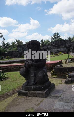 Blitar, East Java, Indonesia - April 10th, 2021 : Ancient Statue on Penataran temple Stock Photo