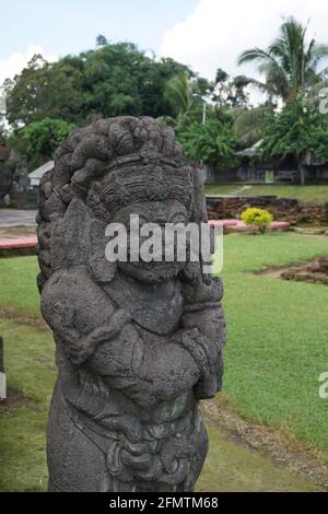 Blitar, East Java, Indonesia - April 10th, 2021 : Ancient Statue on Penataran temple Stock Photo