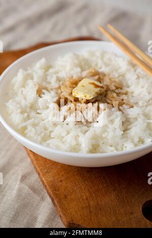 Homemade Japanese Butter Sauce Rice, low angle view. Stock Photo