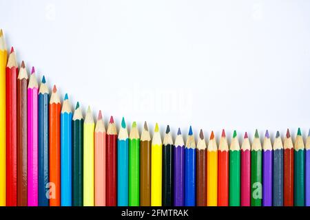 bunch of colored pencils isolated on white background Stock Photo