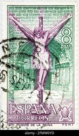 SPAIN CIRCA 1971 a stamp printed in Spain shows Stone Cross