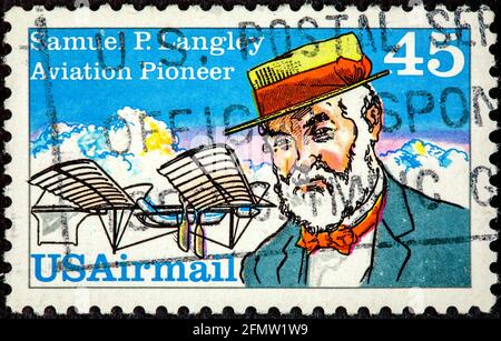 UNITED STATES OF AMERICA - CIRCA 1988: A stamp printed in the USA shows image of Samuel P. Langley, the aviation pioneer, circa 1988 Stock Photo