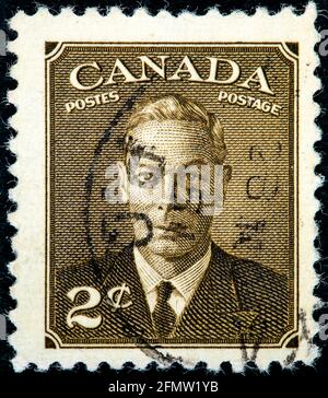 CANADA - CIRCA 1949 a stamp printed in the Canada shows King George VI, King of England, circa 1949 Stock Photo