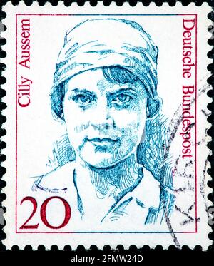 GERMANY - CIRCA 1988: A stamp printed in Germany from the 'Famous German Women' issue shows Cilly Aussem, circa 1988. Stock Photo