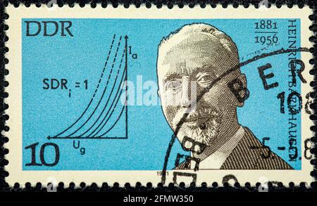 GERMANY- CIRCA 1981: stamp printed by Germany, shows Heinrich Barkhausen, German physicist, circa 1981.