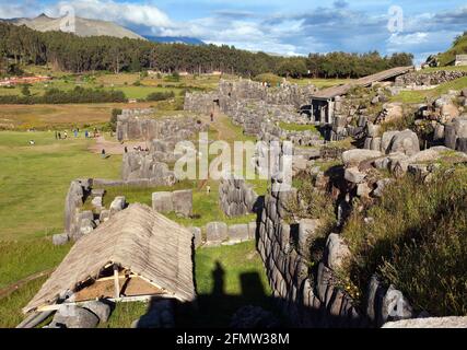 View of Sacsayhuaman, Inca ruins in Cusco or Cuzco town, Peru Stock Photo