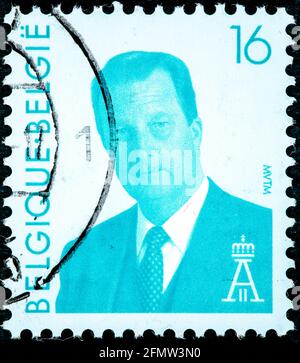 BELGIUM - CIRCA 1996: A stamp printed in Belgium shows Albert II of Belgium circa 1996 Stock Photo