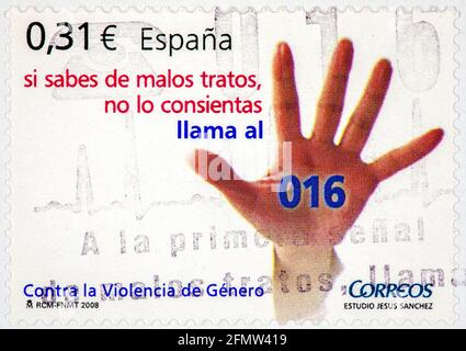 SPAIN - CIRCA 2008: a stamp printed in Spain shows against gender violence, circa 2008 Stock Photo