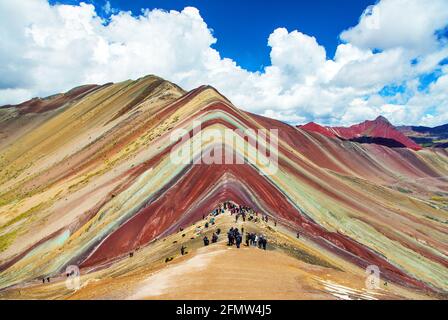 Rainbow mountains or Vinicunca Montana de Siete Colores, Cuzco region in Peru, Peruvian Andes Stock Photo