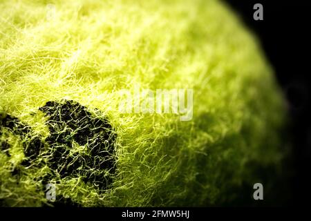 Extreme Closeup of Tennis Ball Texture and Stamp Stock Photo