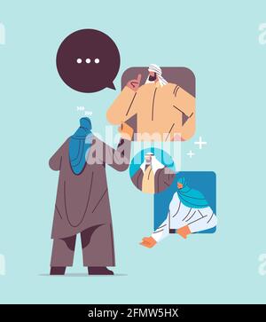 arab people chatting in messenger or social network chat bubble communication online instant messaging Stock Vector