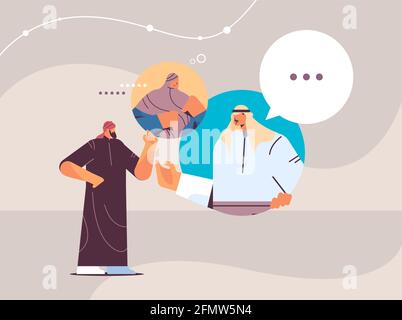 arab people chatting in messenger or social network chat bubble communication online instant messaging Stock Vector