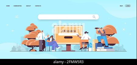 job search recruitment headhunting in social network mix race employees looking for job horizontal Stock Vector