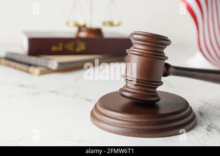 Judge's gavel on light background Stock Photo