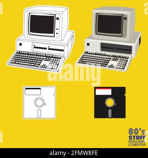 80s personal computer vector for design elements Stock Vector