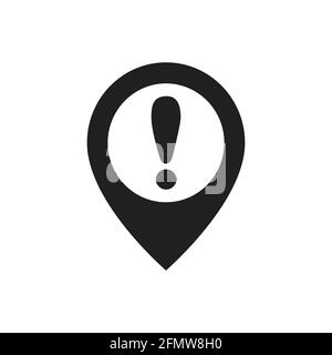 Exclamation pinpoint vector icon attention logo warning for graphic design, logo, web site, social media, mobile app, ui illustration Stock Vector