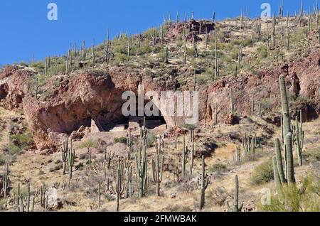 Pueblo Cliff Dwelling, Tonto National Monument in Arizona. Stock Photo