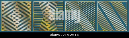 Abstract Geometry lines pattern for laser cutting. Universal greeting card, laser cut panel. Vector illustration. Square 1 to1. Stock Vector