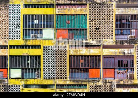 Beautiful and colorful patterns and textures of old building façade. Stock Photo