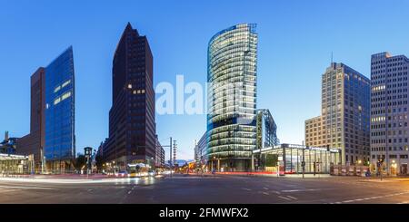 Berlin Skyline Potsdamer Platz square panoramic view at night in Germany landmark Stock Photo