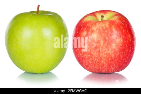 Apples fruits red green apple fruit isolated on a white background food Stock Photo