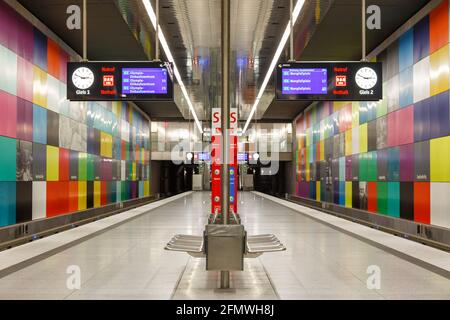 Munich, Germany - November 16, 2014: Metro Underground Station Georg-Brauchle-Ring in Munich, Germany. Stock Photo