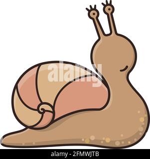 Cute happy snail with spiral house cartoon character isolated vector illustration for Fibonacci Day on Neovember 23. Stock Vector