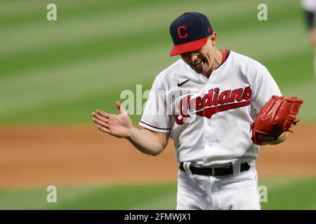 CLEVELAND, OH - APRIL 24: James Karinchak (99) of the Cleveland Indians  reacts before pitching in the ninth inning of a game against the New York  Yank Stock Photo - Alamy