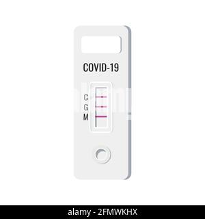 Rapid covid antigen test with positive result. Stock Vector