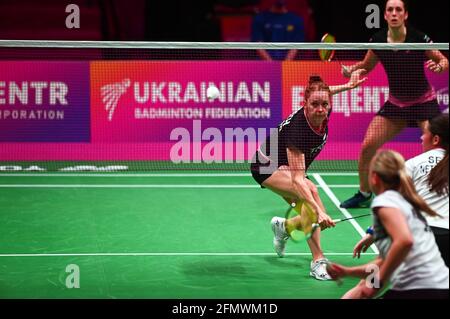 KYIV, UKRAINE - APRIL 30, 2021: Lauren SMITH during the badminton match. The 2020 European Championships. Semi-final round. Stock Photo