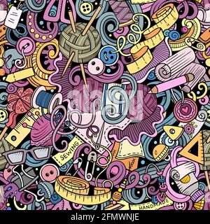 Handmade hand drawn doodles seamless pattern. Stock Vector