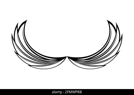 Abstract wings or feathers isolated on white background. Angel's wings. Wings linear icon. Graphic design element. Decorative T-shirt design. Vector Stock Vector