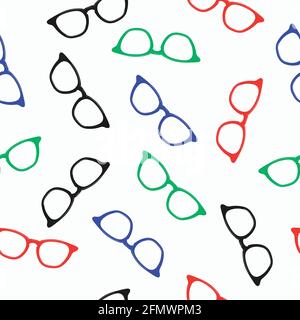Glasses Pattern. Vector Seamless Pattern Background or Wallpaper, Glasses Themed Stock Vector