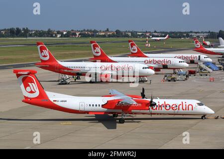 Berlin, Germany - 30. August 2017: Air Berlin airplanes at Berlin Tegel airport (TXL) in Germany. Stock Photo
