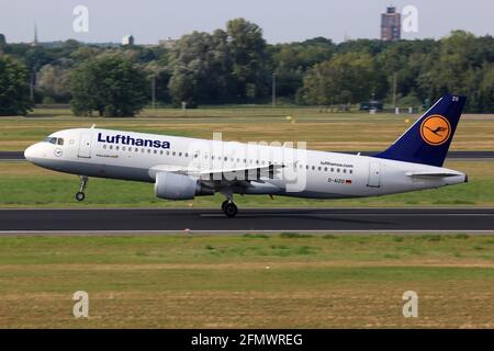 Berlin, Germany - 30. August 2017: Lufthansa Airbus A320 at Berlin Tegel airport (TXL) in Germany. Airbus is an aircraft manufacturer from Toulouse, F Stock Photo