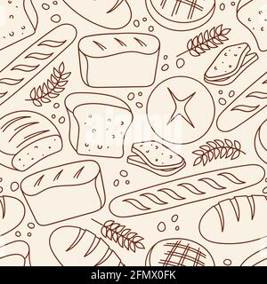 Hand drawn bakery doodles vector seamless pattern. Stock Vector