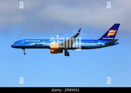 Reykjavik, Iceland – 02. July 2017: Icelandair Boeing 757-200 at Keflavik airport (KEF) in Iceland. Boeing is an aircraft manufacturer based in Seattl Stock Photo