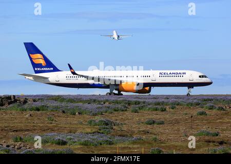 Reykjavik, Iceland – 02. July 2017: Icelandair Boeing 757-200 at Keflavik airport (KEF) in Iceland. Boeing is an aircraft manufacturer based in Seattl Stock Photo