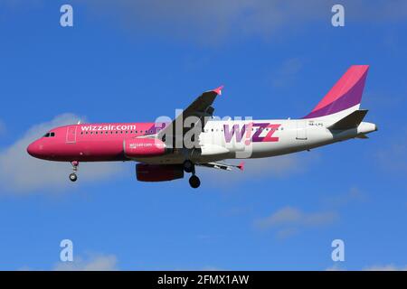 Reykjavik, Iceland – 02. July 2017: Wizzair Airbus A320 at Keflavik airport (KEF) in Iceland. Airbus is an aircraft manufacturer from Toulouse, France Stock Photo