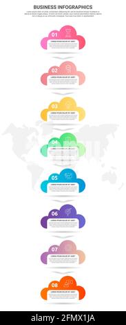 Vector infographic clouds. Business concept of 8 options. Abstract template with eight steps for diagram, web, banner, presentations, flowchart Stock Vector