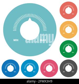 Volume control with captions simple icons in color rounded square ...