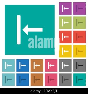 Align to left multi colored flat icons on plain square backgrounds. Included white and darker icon variations for hover or active effects. Stock Vector