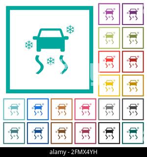 Snowy Road Dashboard Indicator Flat White Icons on Round Color Backgrounds  Stock Vector - Illustration …