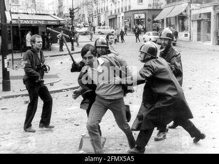 demonstrations, France, Paris, 1968, student uprisings in the Quartier Latin, ADDITIONAL-RIGHTS-CLEARANCE-INFO-NOT-AVAILABLE Stock Photo