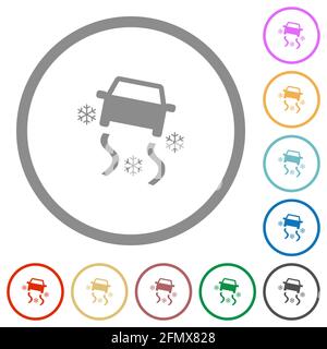 Snowy Road Dashboard Indicator Flat White Icons on Round Color Backgrounds  Stock Vector - Illustration …