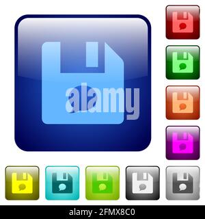 File comment icons in rounded square color glossy button set Stock Vector