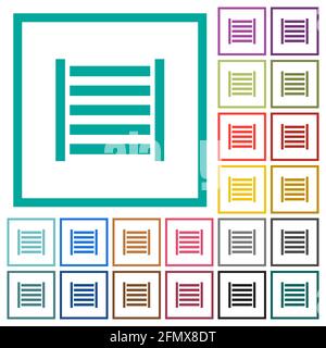 Railway flat color icons with quadrant frames on white background Stock Vector