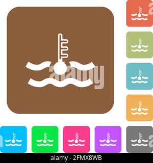 Cold temperature engine coolant flat icons on rounded square vivid color backgrounds. Stock Vector