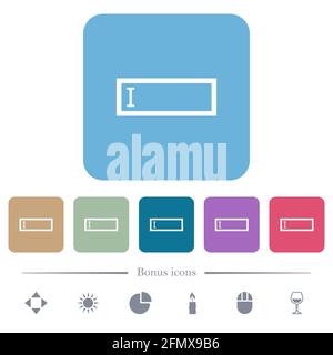 Editbox with editing cursor white flat icons on color rounded square backgrounds Stock Vector