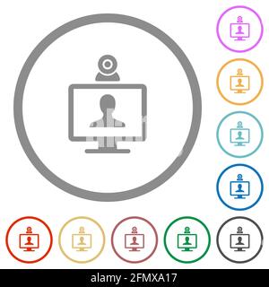 video user access flat color icons in round outlines on white background Stock Vector